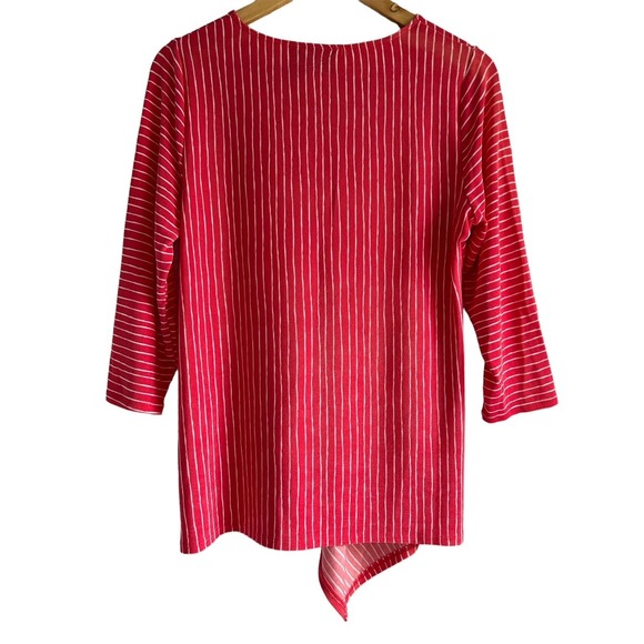 Chico’s Travelers Women’s Size‎ Medium Asymmetrical Striped Tunic Blouse Top - Picture 3 of 8